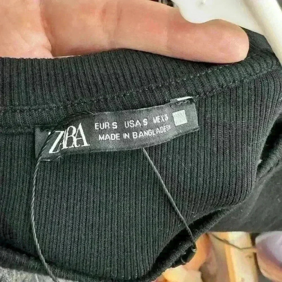 ZARA Women's Black Boxy Classic Top Wide‎ Ribbed Hem Trendy Chic Size S Small - Picture 7 of 7